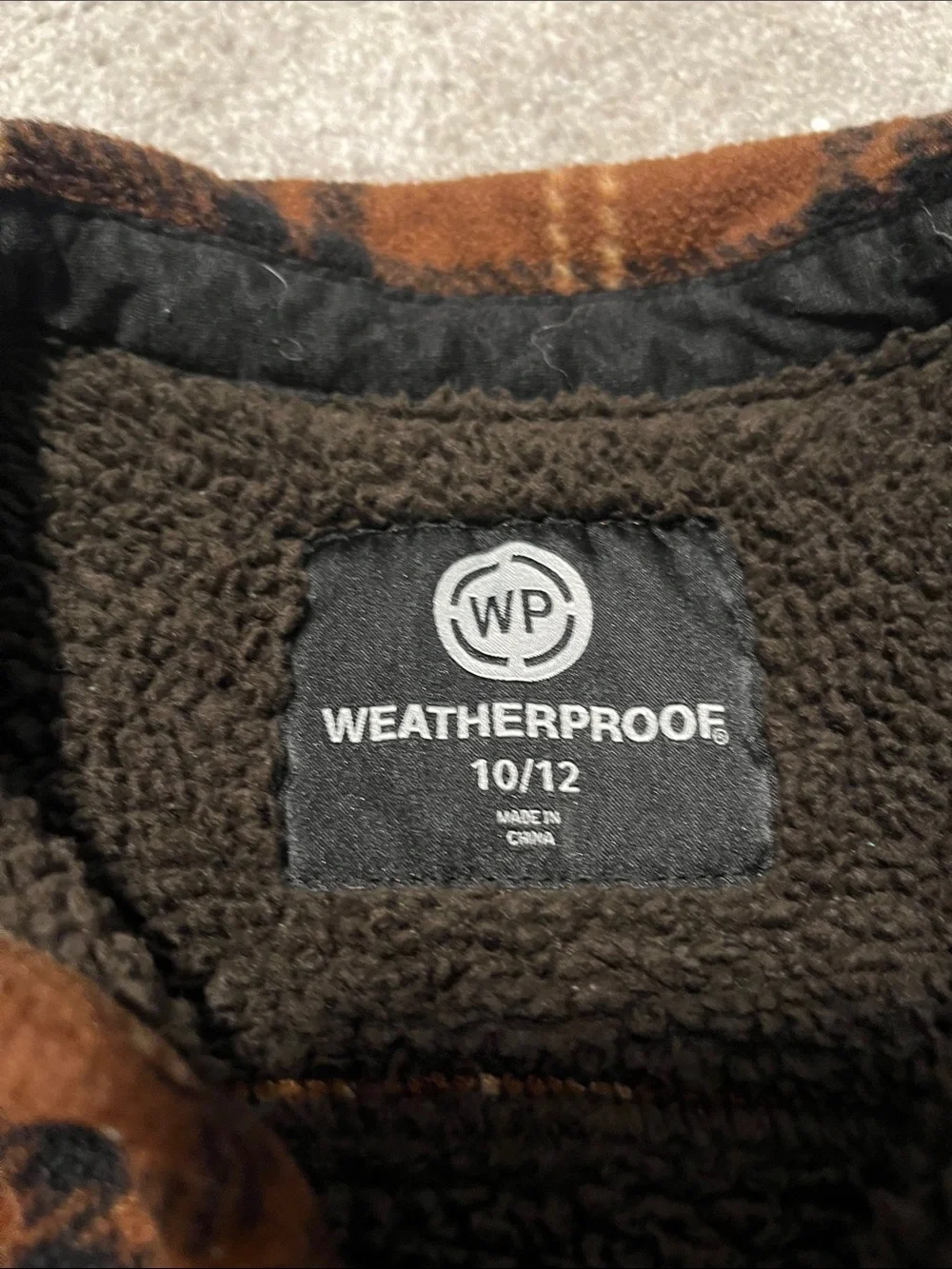 Weatherproof Brown Plaid Sherpa-Shirt Jacket
